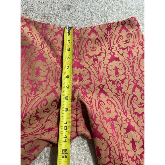 Sigrid Olsen Holiday Pants Womens Sz 2 Paisley Print Stretch Cropped Pink Shine - Picture 3 of 11